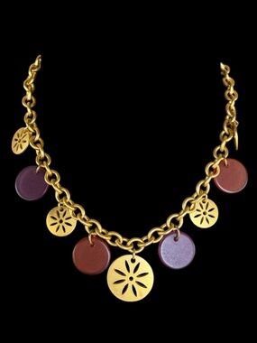 Vintage Liz Claiborne Gold Tone 18” Sand Dollar Necklace